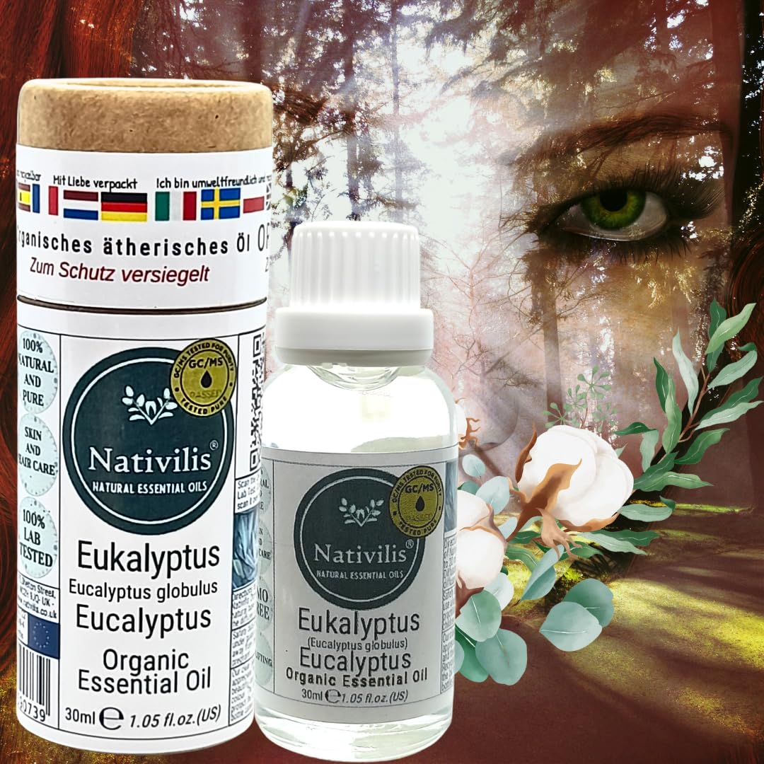 Nativilis Bio Ätherische Öle Set – Air & Earth Kollektion – Eukalyptus, Zitronengras, Teebaum, Zypresse & Schwarzfichte – 5 x 30 ml – Für Aromatherapie & Diffusor