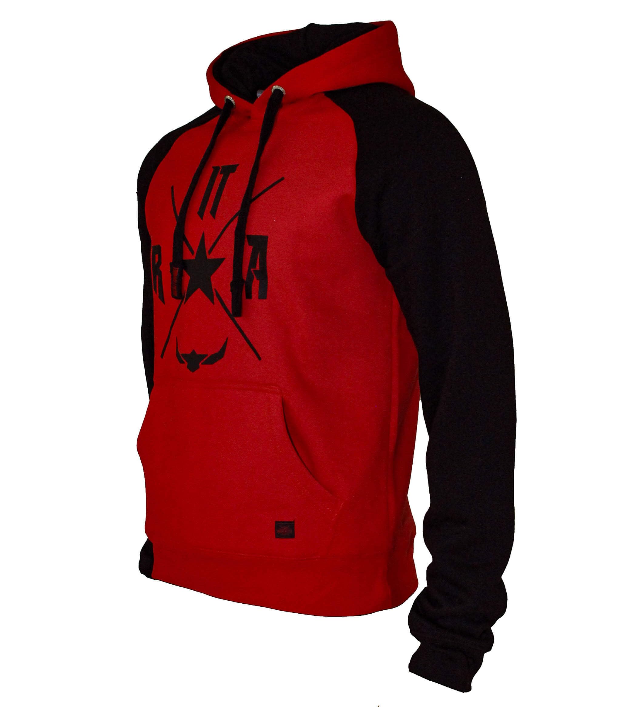 ROCK-IT Apparel Sudadera con Capucha para Hombre Raglan de Dos Tonos Sudadera con Capucha Urban Streetstyle con Capucha Tallas S-5XL Sudadera sin Cremallera Sudadera con Forro Polar Rojo XL