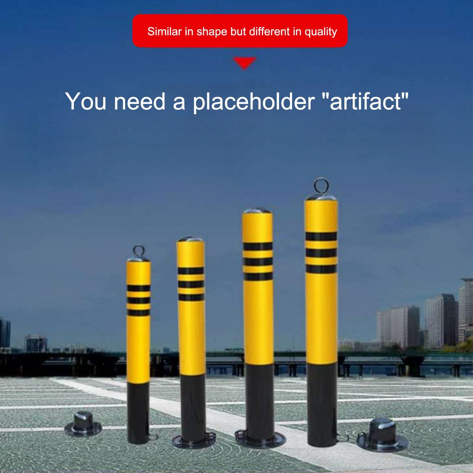 Bolardo de acero amarillo para seguridad en estacionamientos, barrera de control de tráfico para entradas de vehículos, 1 unidad de 600 mm/23,6 pulgadas.