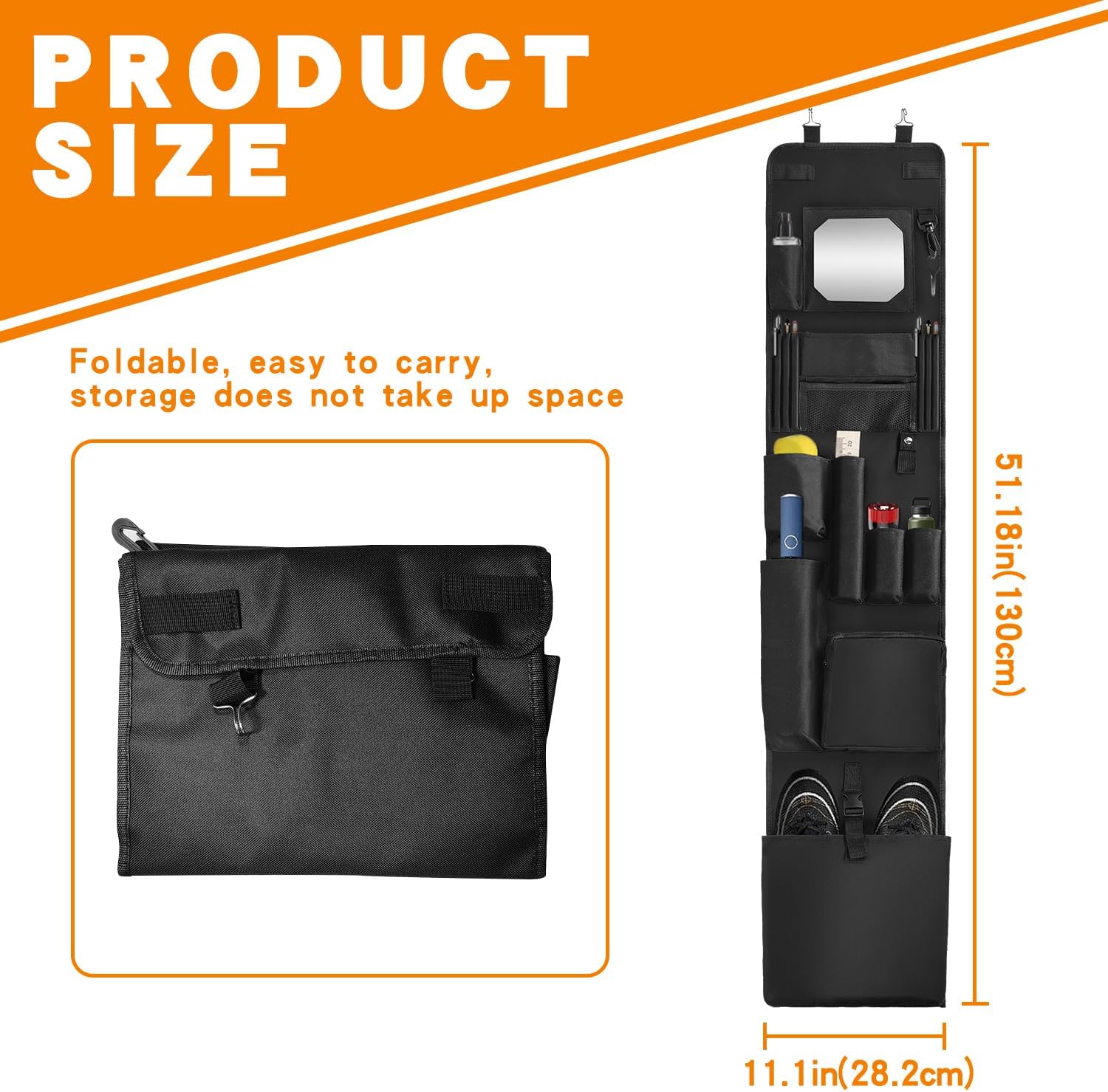 Police Locker Organizer, 51 X 11 in Hanging Locker Organizer, Locker Organizer Door Hanging for School Gym Police Security Law Enforcement Personnel, 600D Durable Material with Mirror