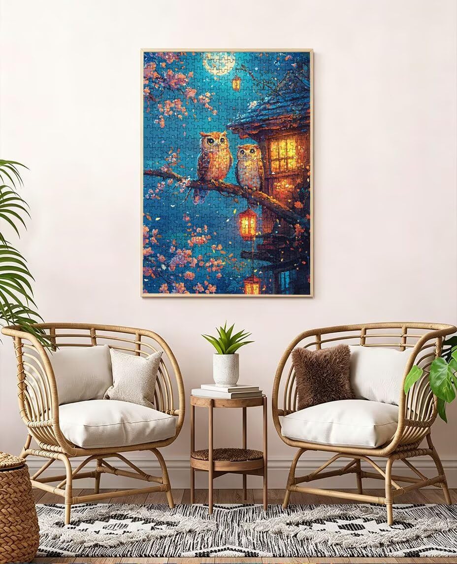 Puzzle 3000 Pezzi Vista Notturna Gufo 3D Puzzle per Adulti Impegnativo, Educa Puzzles Artistico, Divertente E Stimolante Puzzles Decorativo per La Famiglia, Regalo e Decorazione Pareti BXHZW6-1009