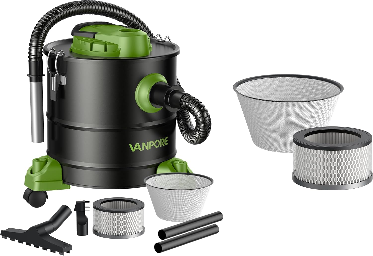 Ash Vacuum(Green) + One More Filter Bag + One More Hepa Filter