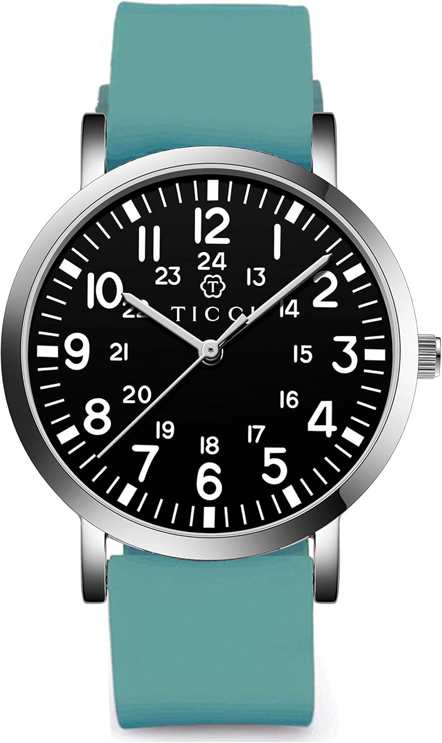 TICCI Unisex Men Women Medical Quartz Watch Arabic Numerals Military Time Easy Read Dial Silicone Band Waterproof for Students Doctors Nurses