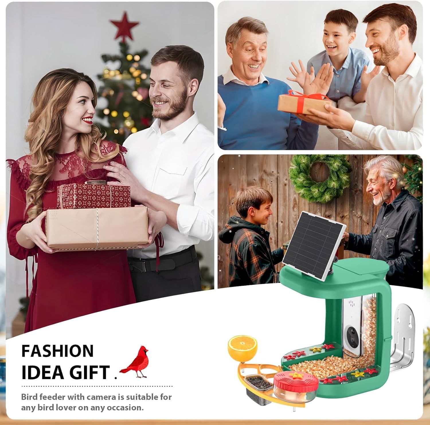 Bird Feeder with Camera, Conbby Smart Ai Identify Birds Watching Camera with Solar Powered, 2K HD Auto Capture Birds Video in Backyard, Porch, Patio, Ideal Gifts for Family and Bird Lovers