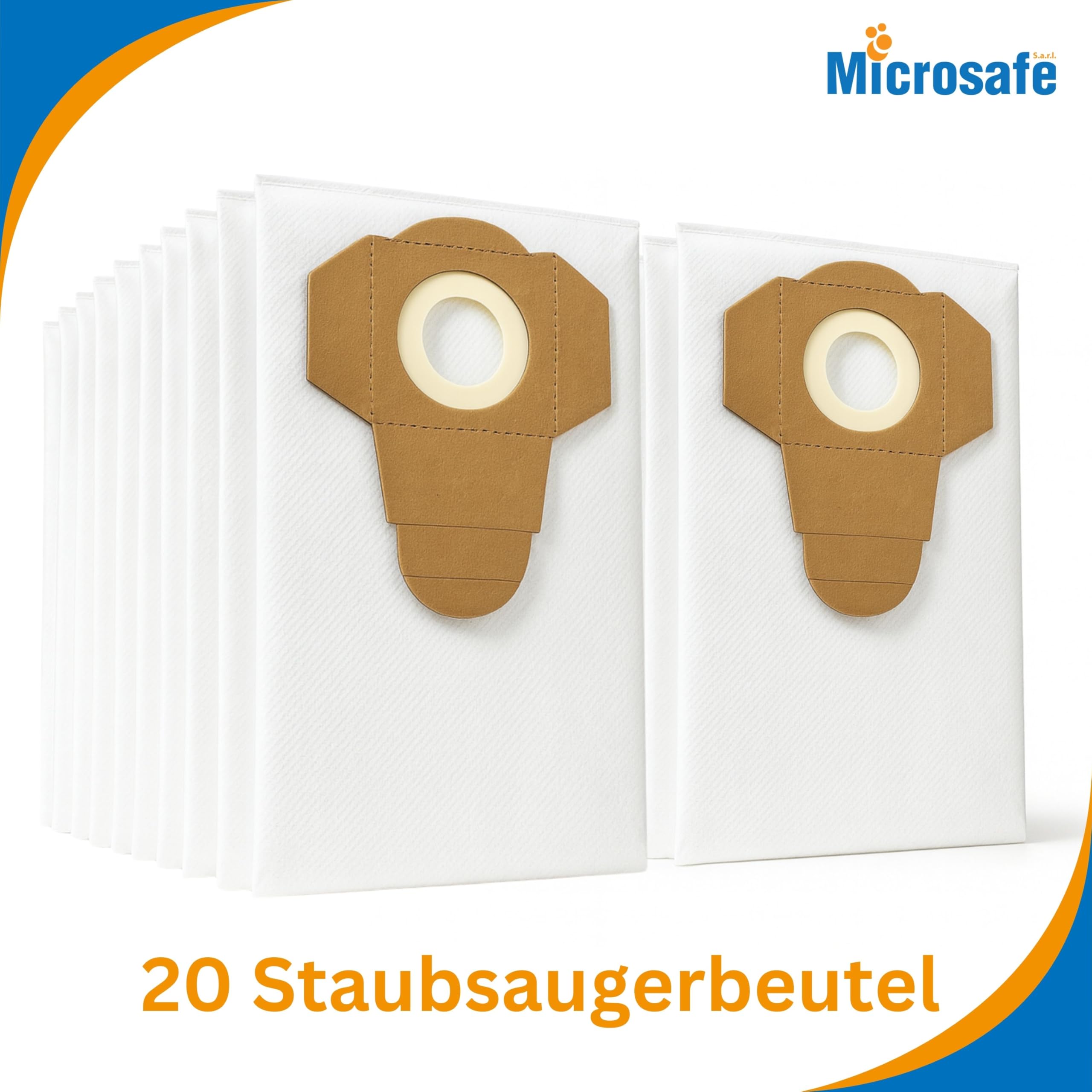 Microsafe® 20 Microvlies Schmutzfangsäcke kompatibel mit Einhell TH-VC 1930 SA, TE-VC 2230 SA u. a. Mehrzwecksauger von Einhell & Parkside – Profi-Staubsaugerbeutel für Nass-/Trockensauger