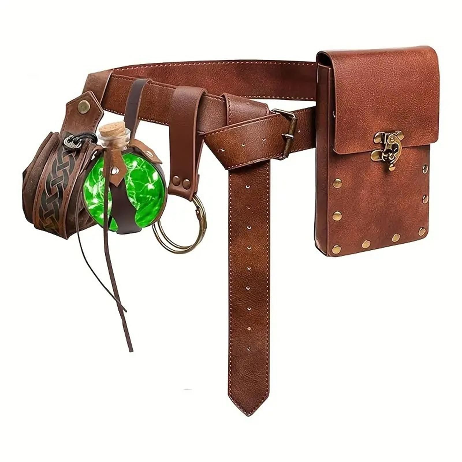 Xjdzineq Medievals Knights Costume Accessories Renaissances Pu Hook Strap Fannys Pack Halloween Vikinges Accessories Men ' s Renaissances