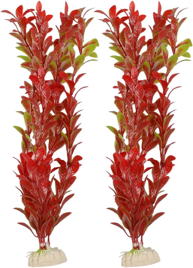 uxcell 2Piece Plastic Fish Tank Leaf Aquatic Plant Décor