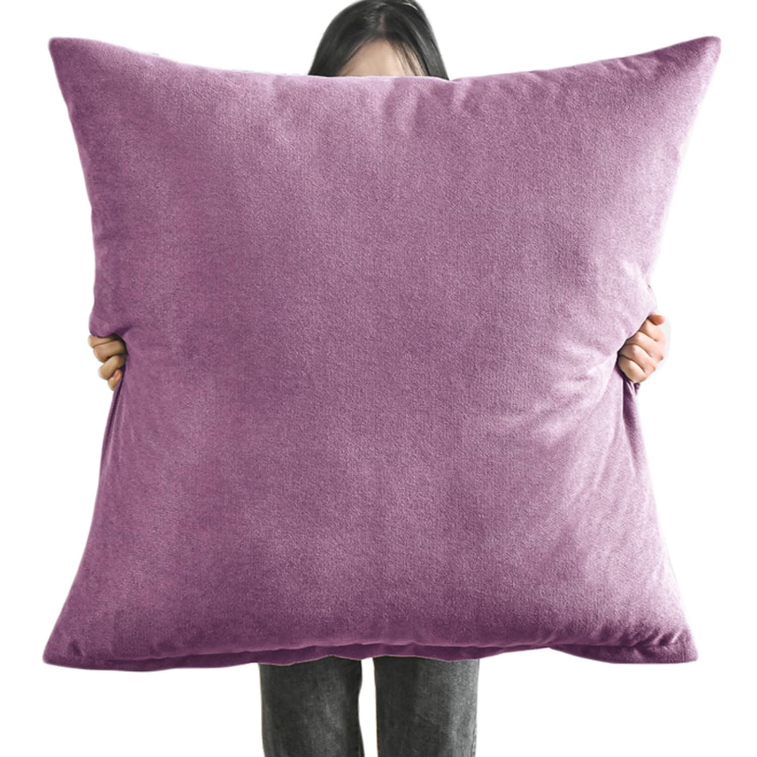 Aqigr Violet Cushion Covers Decorative Throw Pillow Cover 80X80 Cm 70X70 Cm Thick Fabric Square Pillow Cases Protectors 50X50 Cm 60X60 Cm For Couch Sofa Bed With Invisible Zipper(,80X80cm/32X32in)