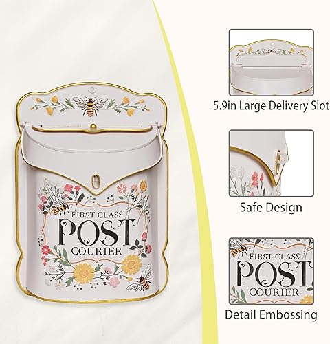 Miniatura 5 de Buzón de montaje en pared para exteriores, buzón vintage para puerta de metal, buzón de puerta de metal, estilo antiguo, dije nostálgico para