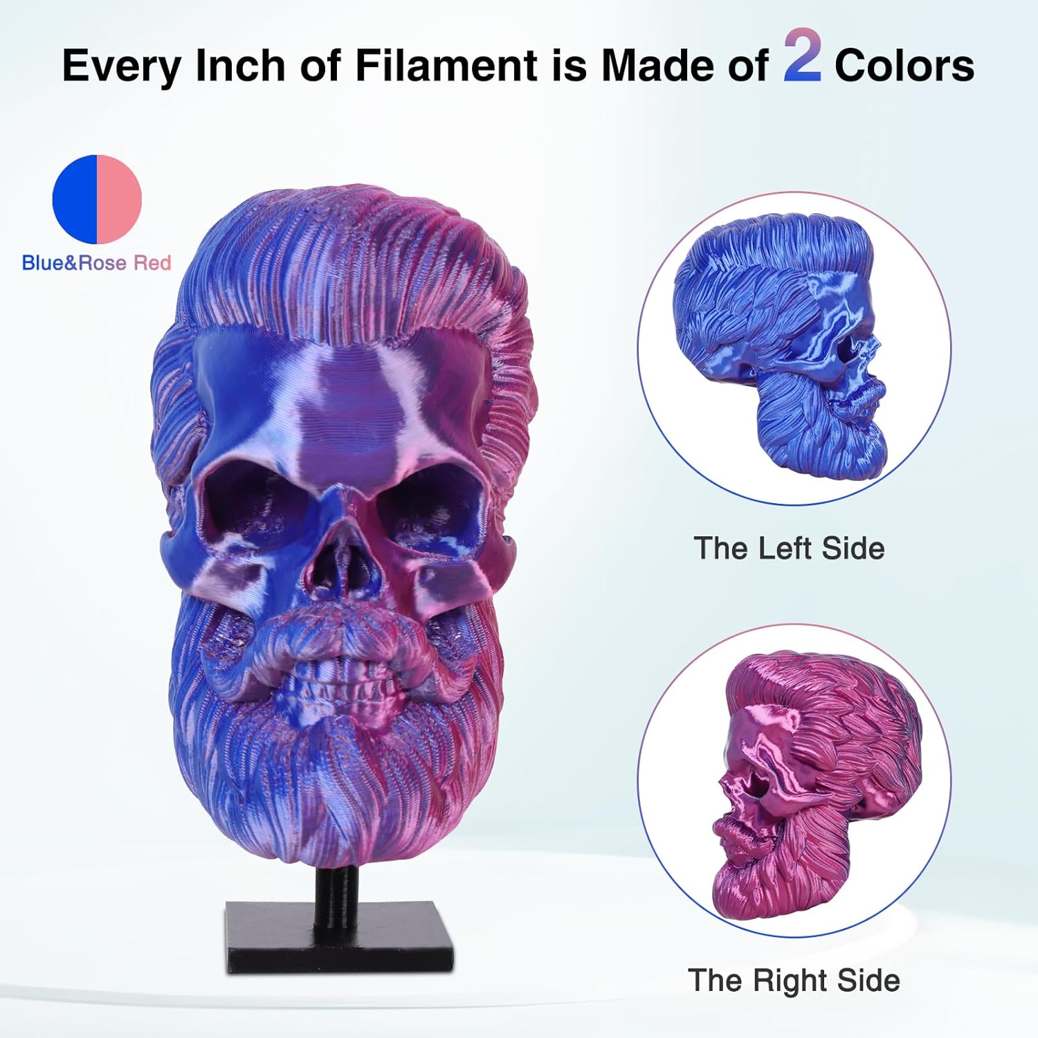 White Silk PLA Filament with Blue Rose Red Silk PLA Filament