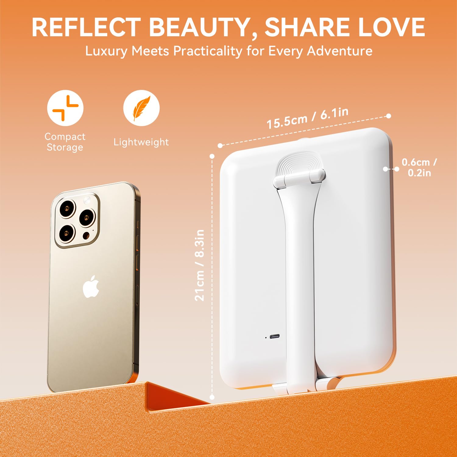 Auxmir mirror dimensions and portability