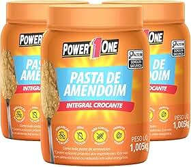 Kit 3 Pasta De Amendoim Integral Power One Crocante 1kg