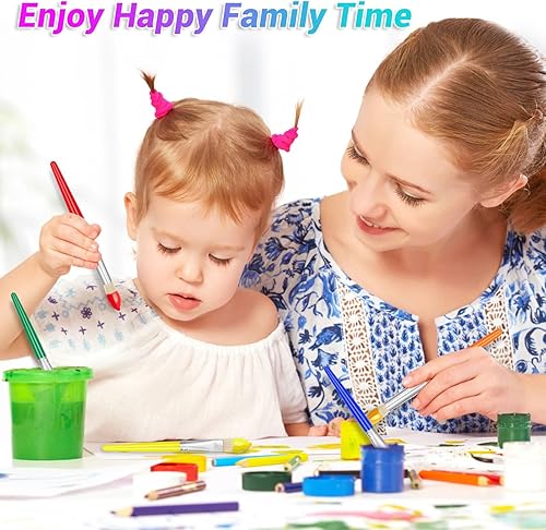 Miniatura 7 de anezus - Juego de 30 pinceles de pintura con puntas planas, para niños pequeños, juego de pinceles de pintura para maestros de preescolar para