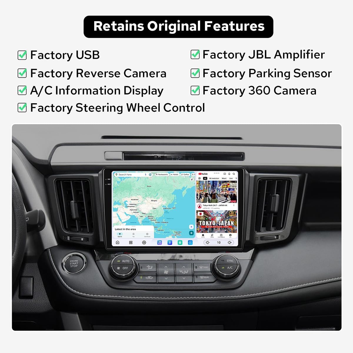 JOYING Car Radio for Toyota RAV4 2013-2018 Android 13 Head Unit 9.5" 2K QLED Touch Screen Car Stereo 12GB+256GB with Carplay & Android Auto, GPS Navigation, Bluetooth, SWC, AM/FM(JY-TT186N12)