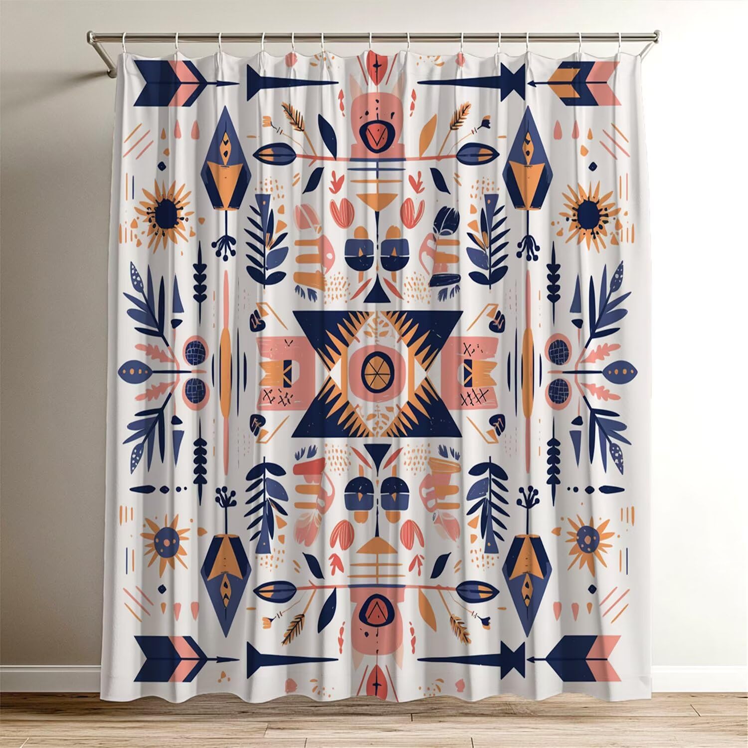 Rideau douche 100x120 rose en tissu imperméable avec 12 crochets