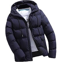 Men's Winter with Hood Puffer Jacket Thicken Insulated Warm Down Coat Windproof Hooded Waterproof Puffy Jackets