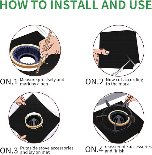 Miniatura 6 de Fundas para quemadores de estufa, forros para quemadores de estufa de gas, 8 protectores de estufa de gas de 0.008in, 10.6 x 10.6 pulgadas,
