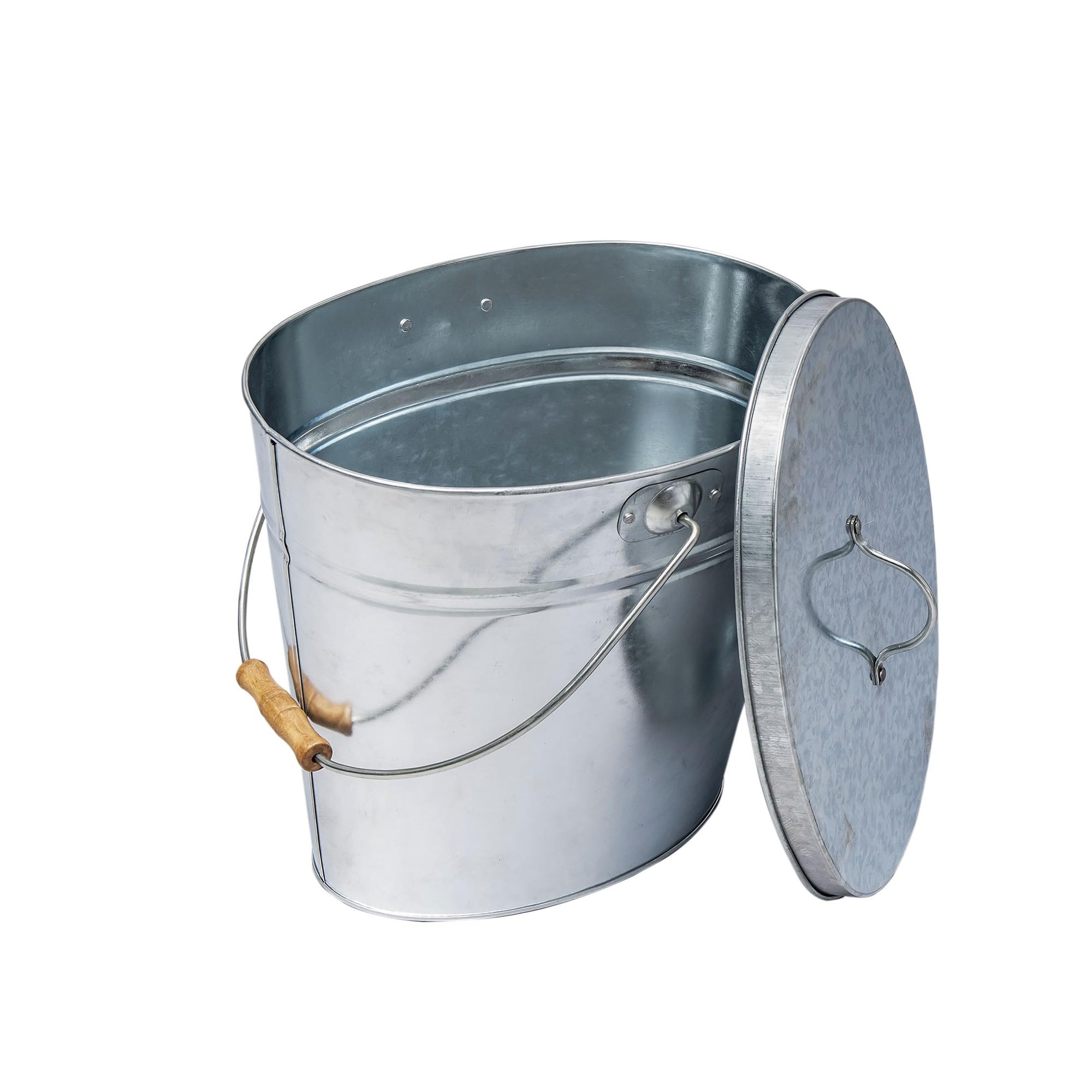 Cubeta de ceniza de metal galvanizado WERKA PRO con tapa y asa