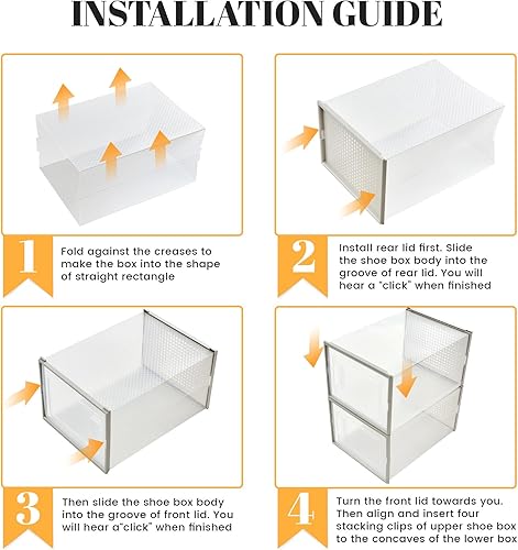 Miniatura 8 de Cajas de zapatos, apiladas sin derribar, las cajas de almacenamiento modulares se combinan libremente para su uso en armarios, debajo de camas,