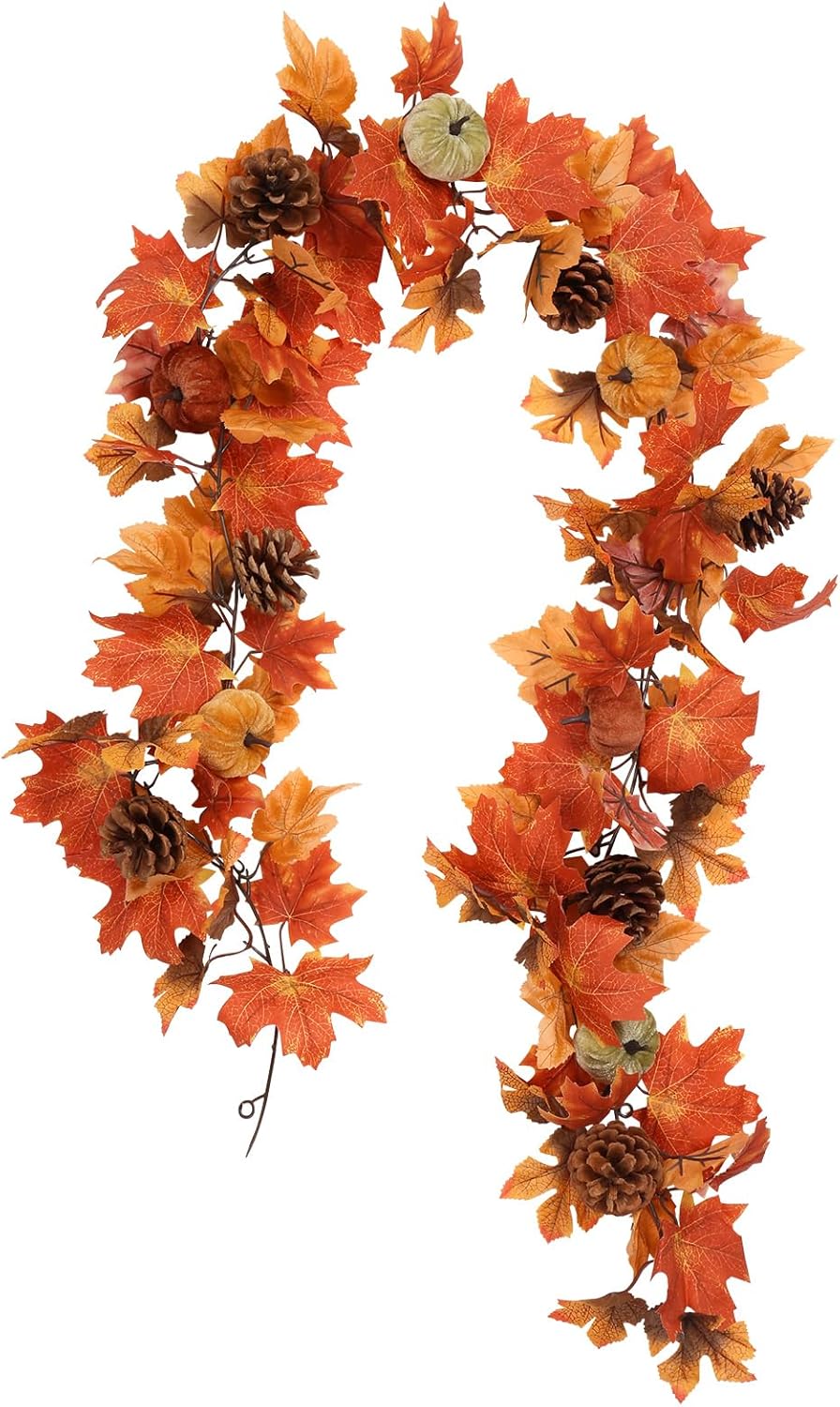 Super Holiday 6FT Fall Garland, Fall Maple Leaf Garland Decor with Velvet Pumpkin/Pine Cone, for Home Autumn Harvest Thanksgiving Fireplace Front Door Indoor Outdoor Holiday Party Decorations. Super Holiday 6FT Fall Garland, Fall Maple Leaf Garland Decor with Velvet Pumpkin/Pine Cone, for Home Autumn Harvest Thanksgiving Fireplace Front Door Indoor Outdoor Holiday Party Decorations.