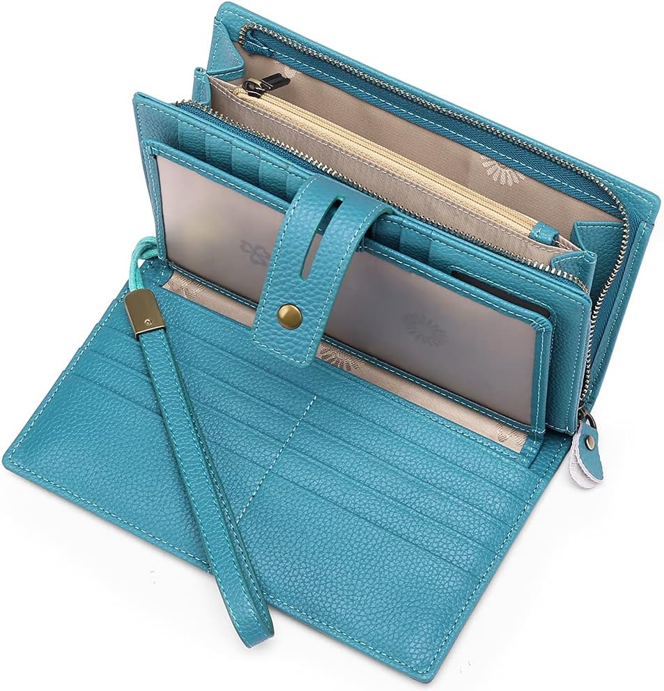 Women's Wallet Large CapacityRFID BLOCKINg Leather Wallets Credit Cards Organizer with Checkbook Holder