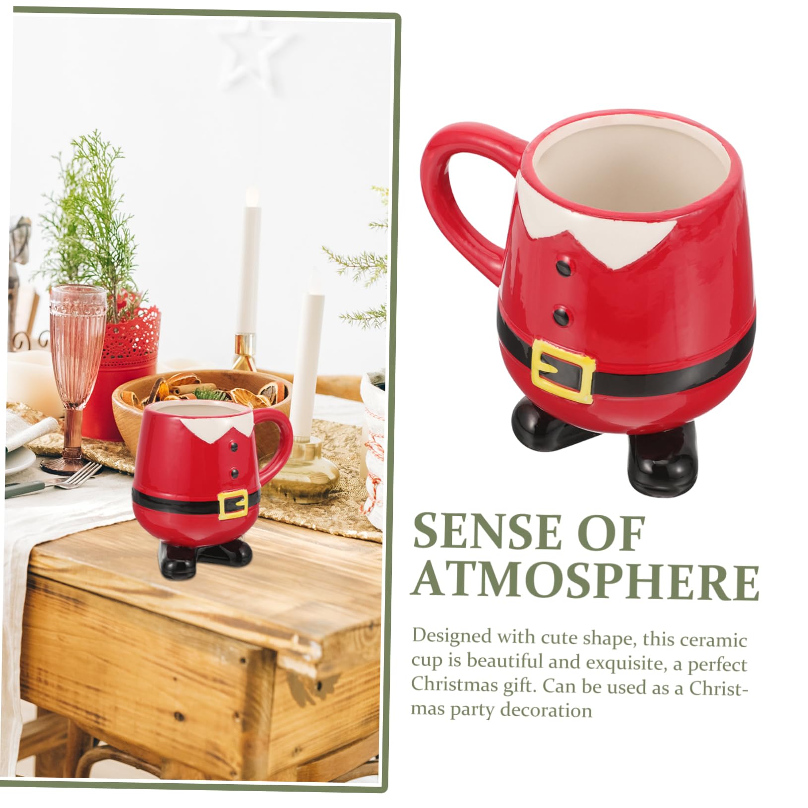 Cabilock Adorable Taza de Cerámica de Papá Noel Taza de Café Navideña Diseño de Muñeco de Nieve Taza Decorativa para Fiesta de Navidad