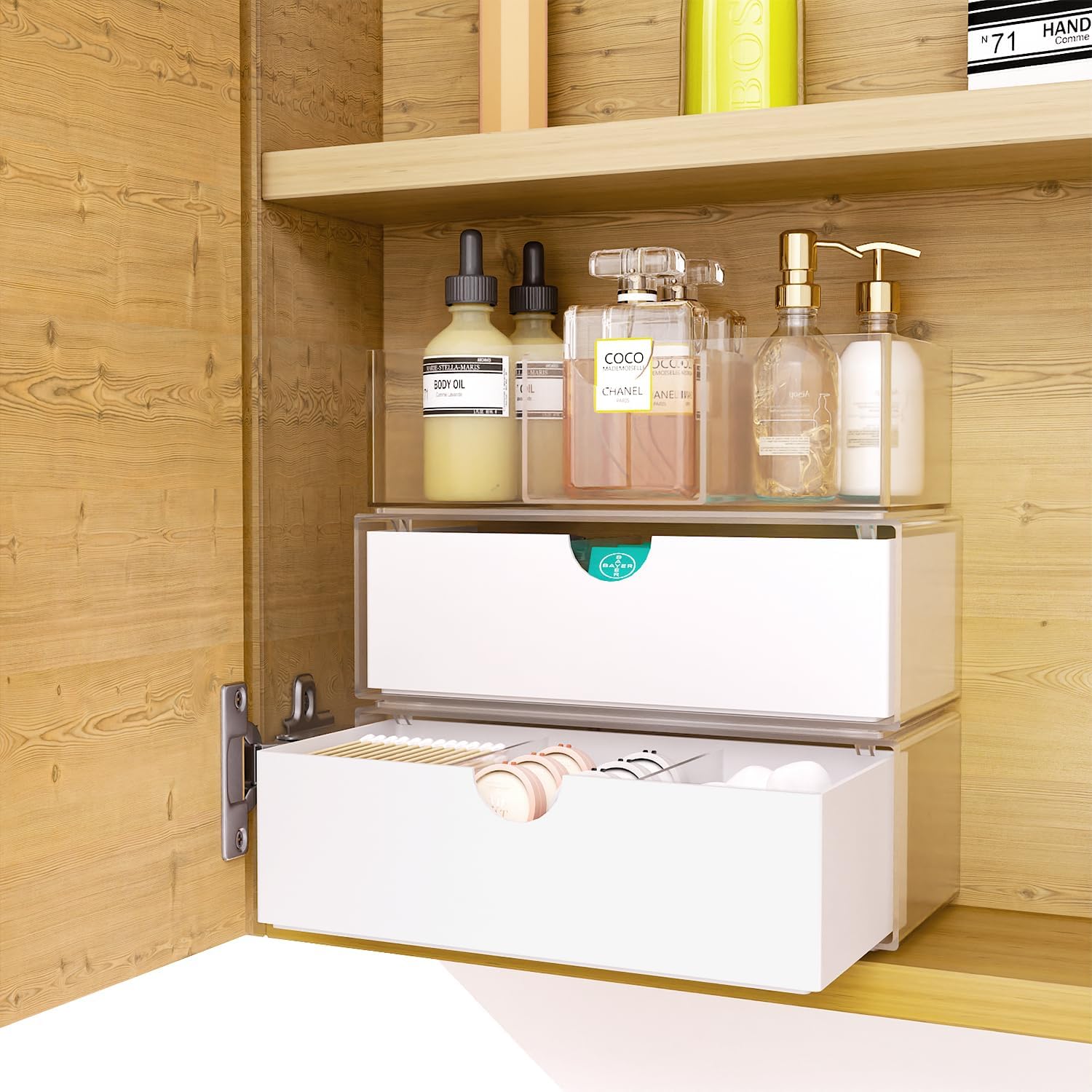 EAROND Medicine Organizer 3Tier,Divided & Stackable Storage