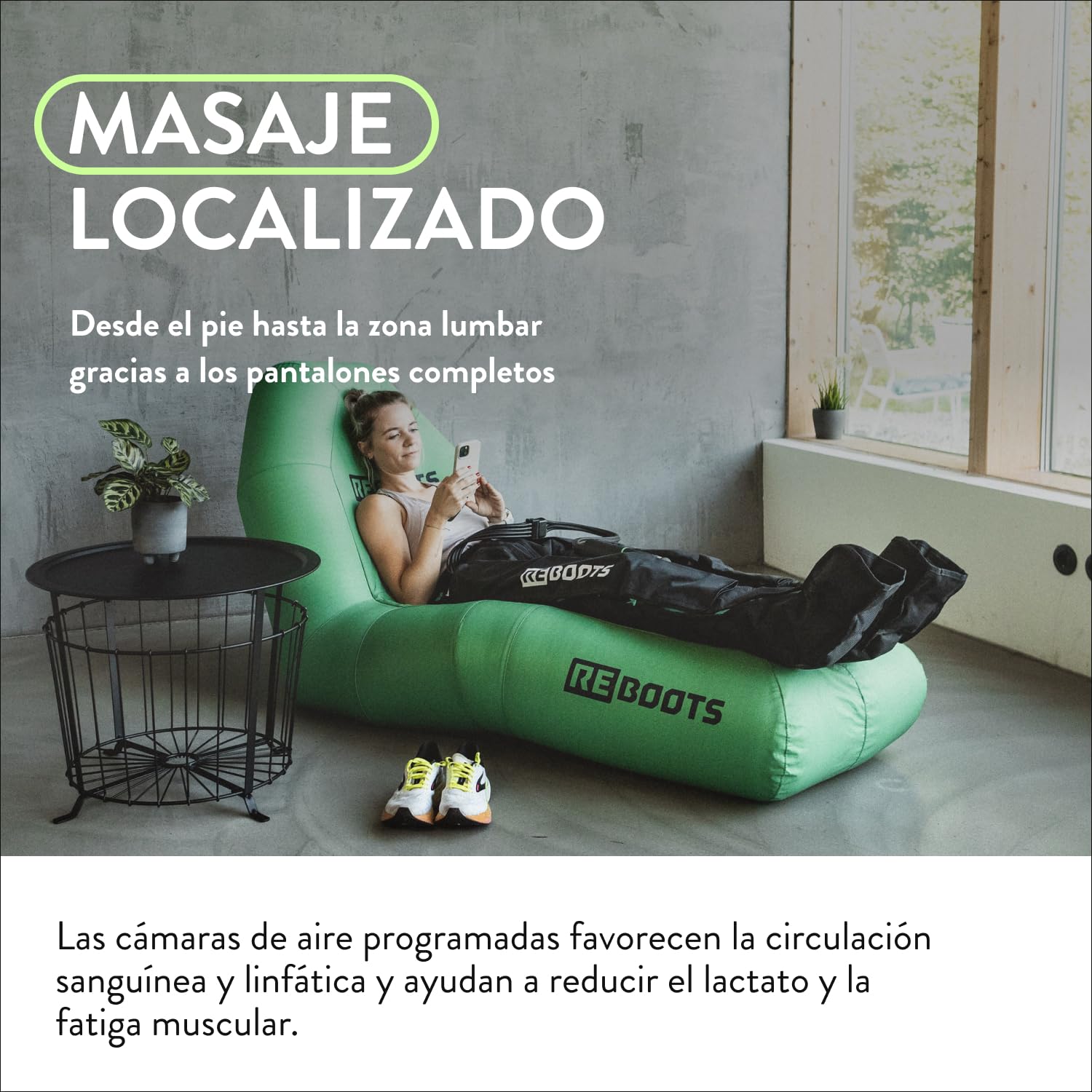 Go Lite Pants – Masajeador de piernas | 180 mmHg | 4 cámaras superpuestas | para casa y viajes | S/M