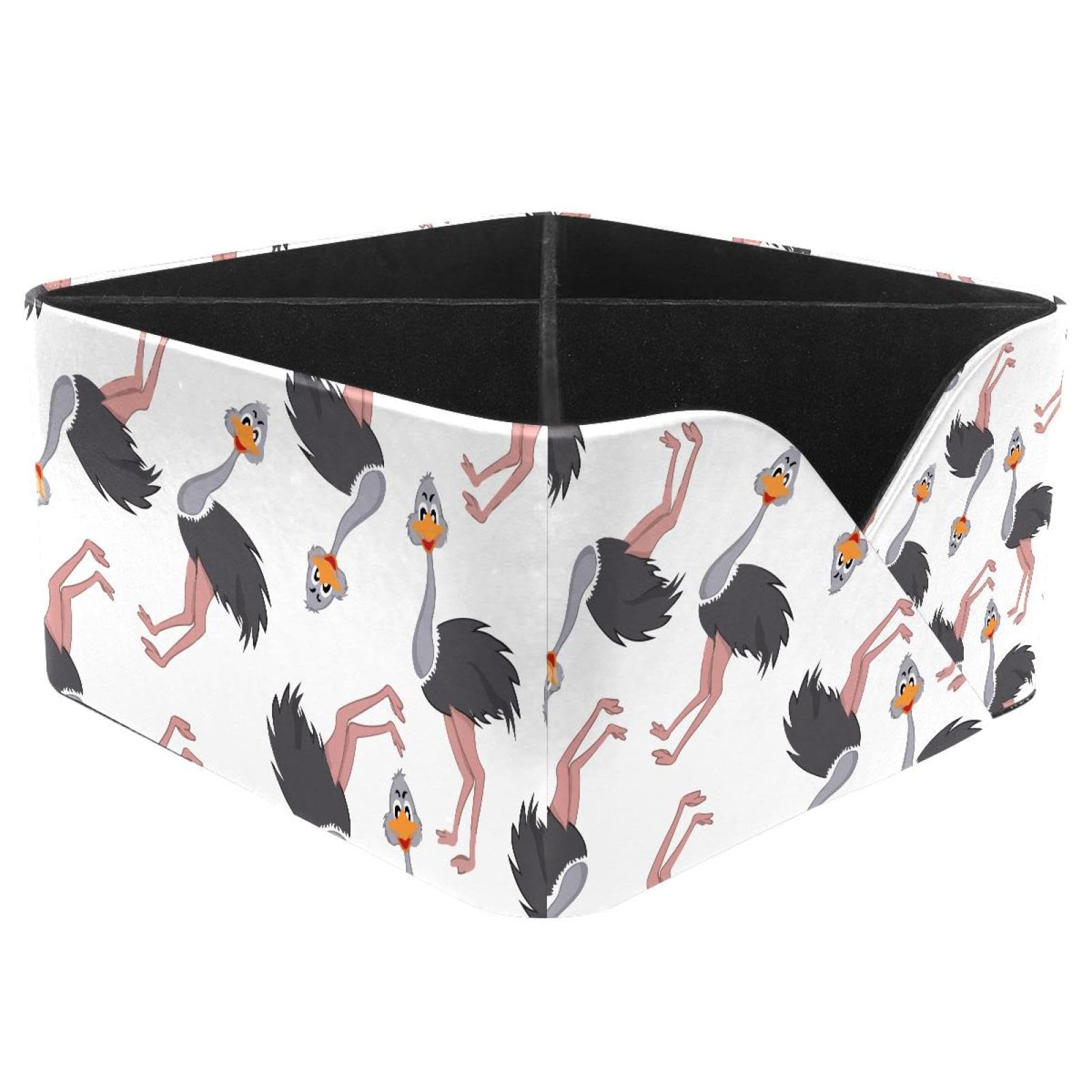 KengjuTesu Cartoon Ostrich Desktop Organizer Pen Holder, Rectangular Pencil Cup for Office, Study and Makeup Stations