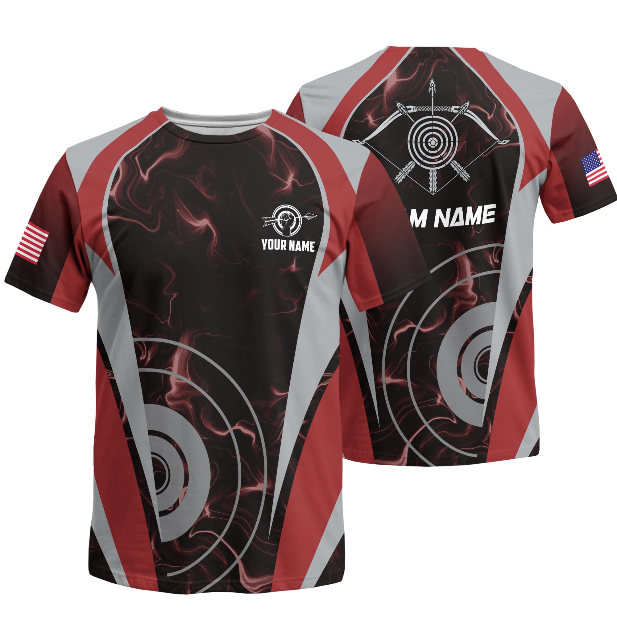 Customizable Archery Novelty T Shirt Print Top with Recurve Bow and Archery Target Graphic On it for Archer Team