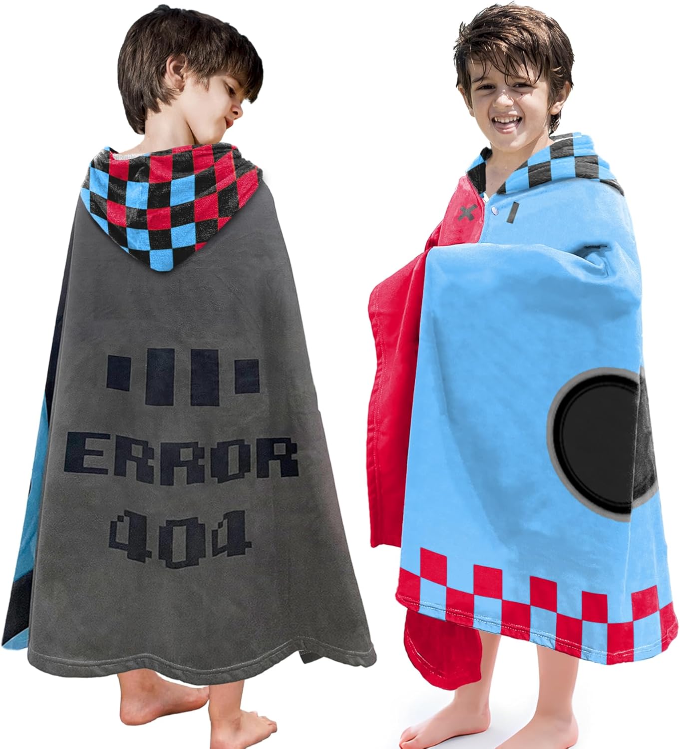 Hooded Towels for Kids -Toddler Beach Towel- Super Absorbent & Quick Dry 100% Cotton 30x50 Inch - to Kid Ages 3-10-Video Game/Gaming Pattern Design