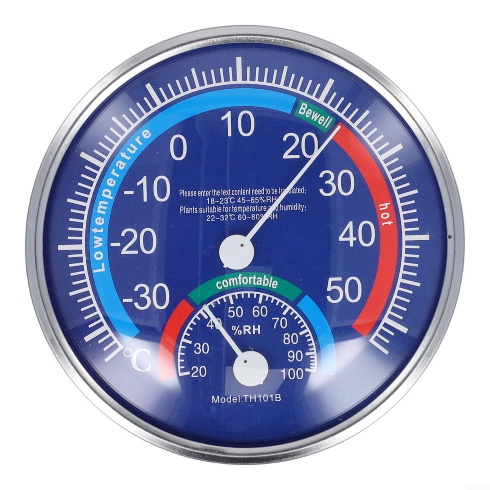 Analogue Thermo-Hygrometer for Indoor and Outdoor Use, Large Room Climate Monitor with Temperature and Humidity Gauge, for Home, Office, Garden, Greenhouse, and Classroom(blue)