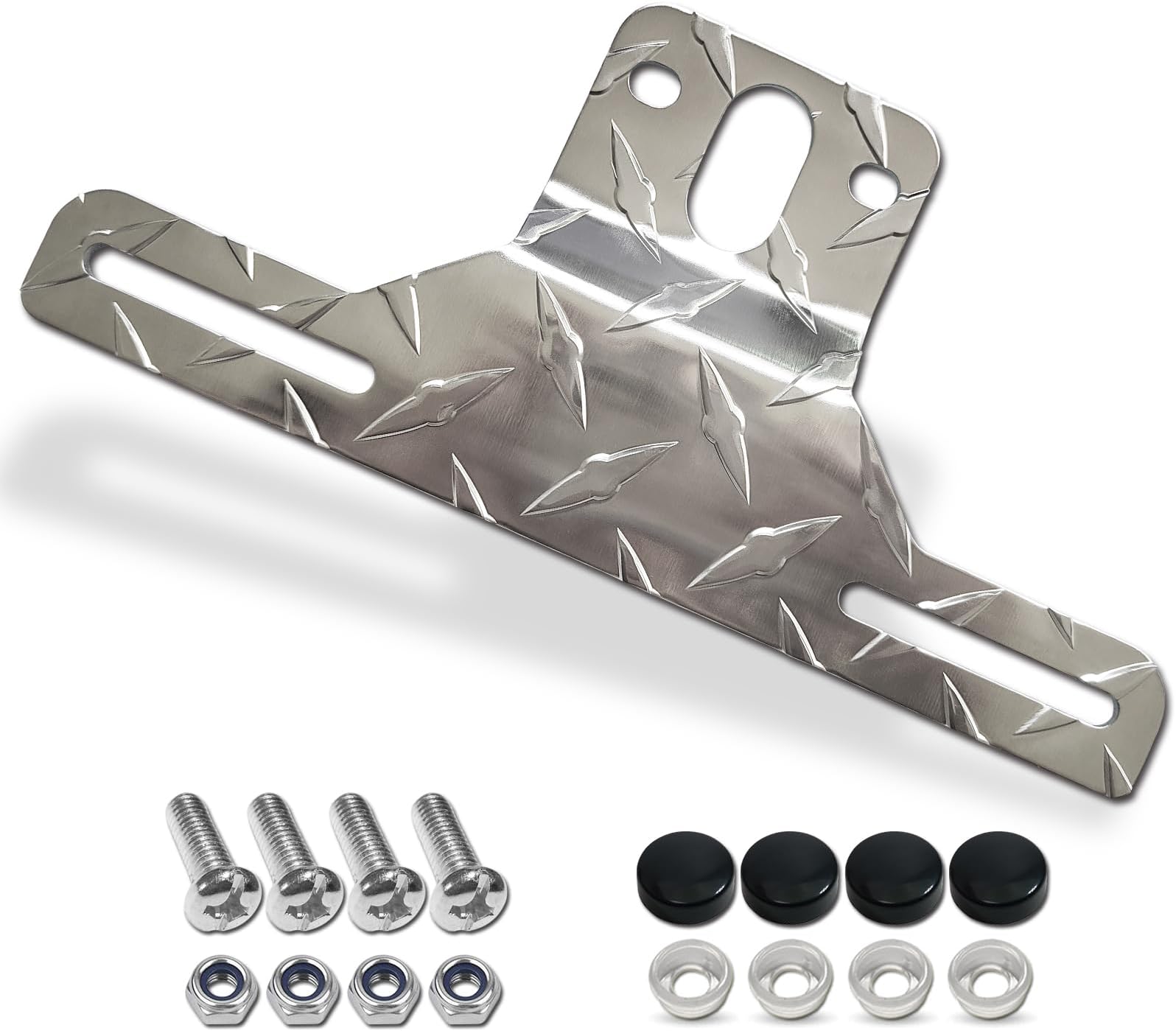 FBJTDQ Trailer License Plate Bracket Frame- Aluminum Heavy-Duty Bracket Holder for Trucks, Trailers, RVs, Boats, 1 Pack Universal License Plates with Mounting Screws, Caps