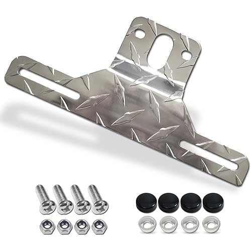 Trailer License Plate Bracket Frame- Aluminum Heavy-Duty Bracket Holder for Trucks, Trailers, RVs, Boats, 1 Pack Universal License Plates with Mounting Screws, Caps