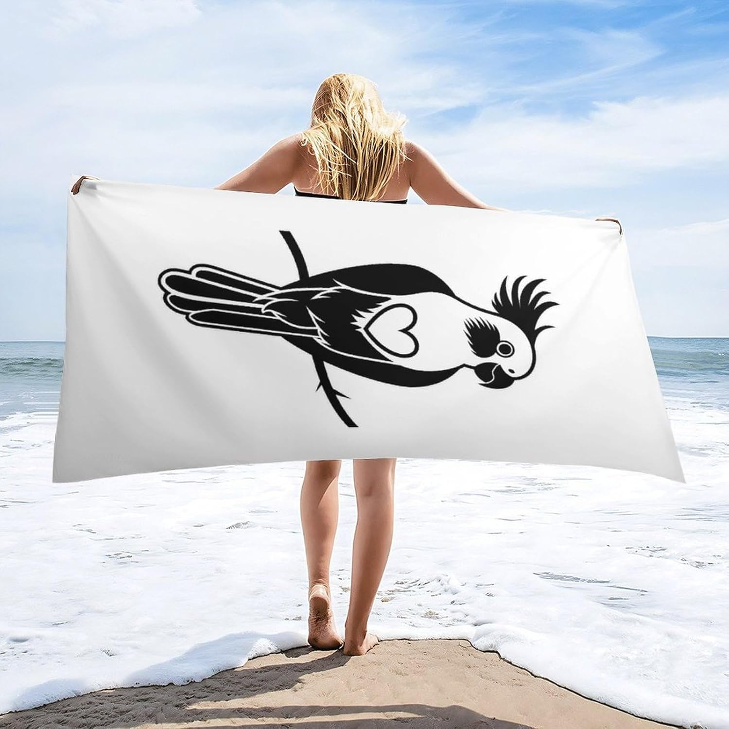 Cockatiel Bird Love Bath Towel Beach Towels Quick Dry Oversized Bath Blanket Highly Absorbent Towel for Women Men 160x80cm