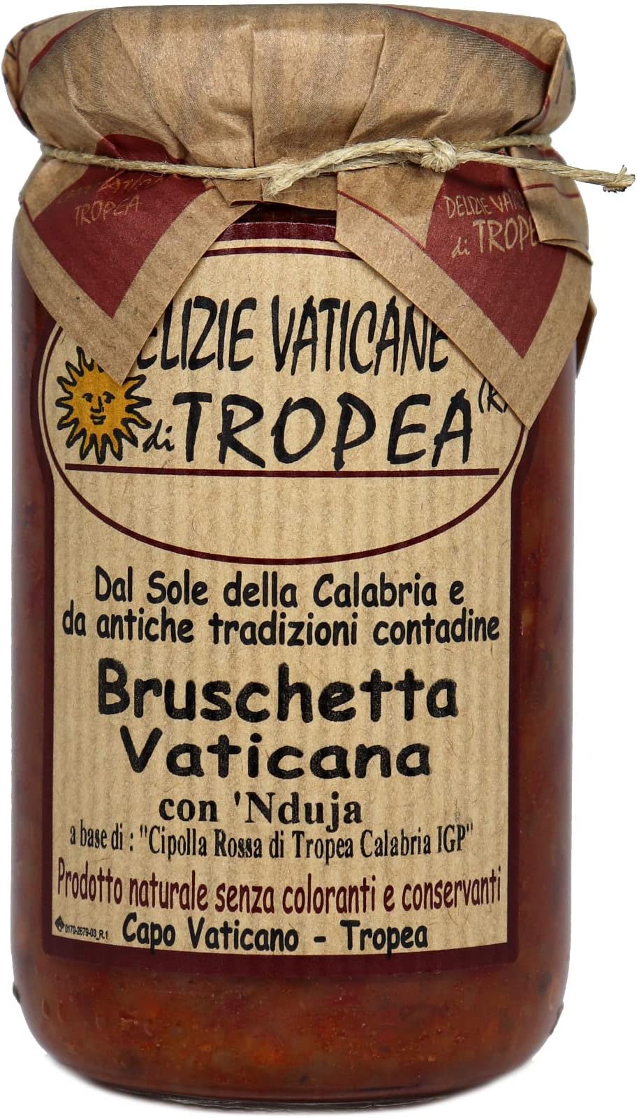 Italian Paste Bruschetta with Nduja - Italian Artesian Food Gourmet Delicatessen/Authentic Italian Taste - Versatile for Various Recipes - Made 100% Italy - Delizie Vaticane di Tropea 180gr