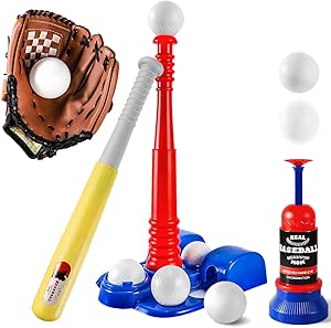 Set Sportif Enfant Débutant Set De Baseball/T-ball Pour Enfants - Comprend 3 Balles, Batte Et Base - Jouet De Sport Extérieur Set Baseball Enfants