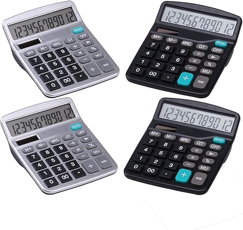 LICHAMP Calculadoras de escritorio con botones grandes y pantalla grande, calculadora de escritorio de oficina básica de 12 dígitos con energía