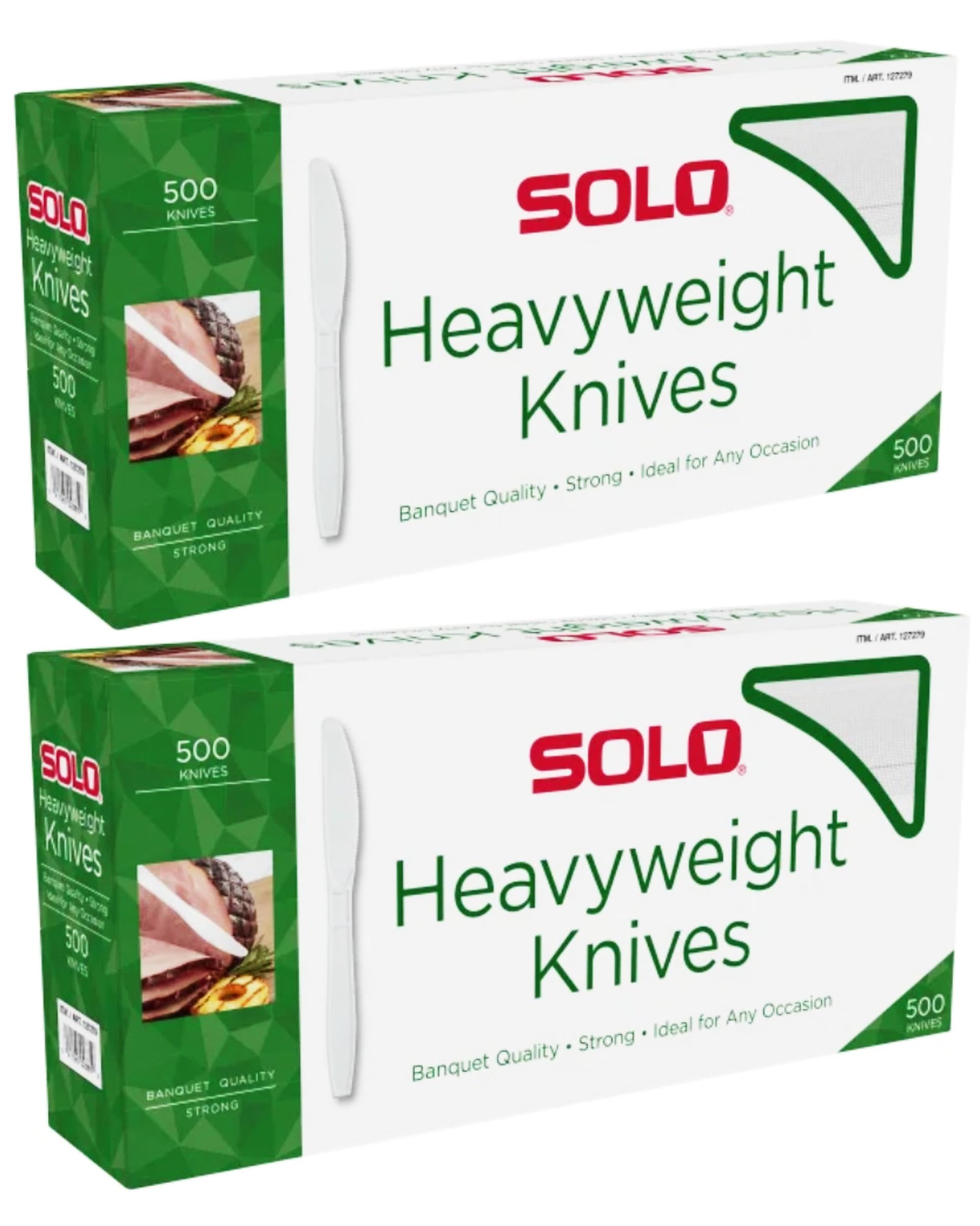 SOLO Heavyweight Plastic White Knives, 500/Case. (2 Packs) (Total 1000 Knives)