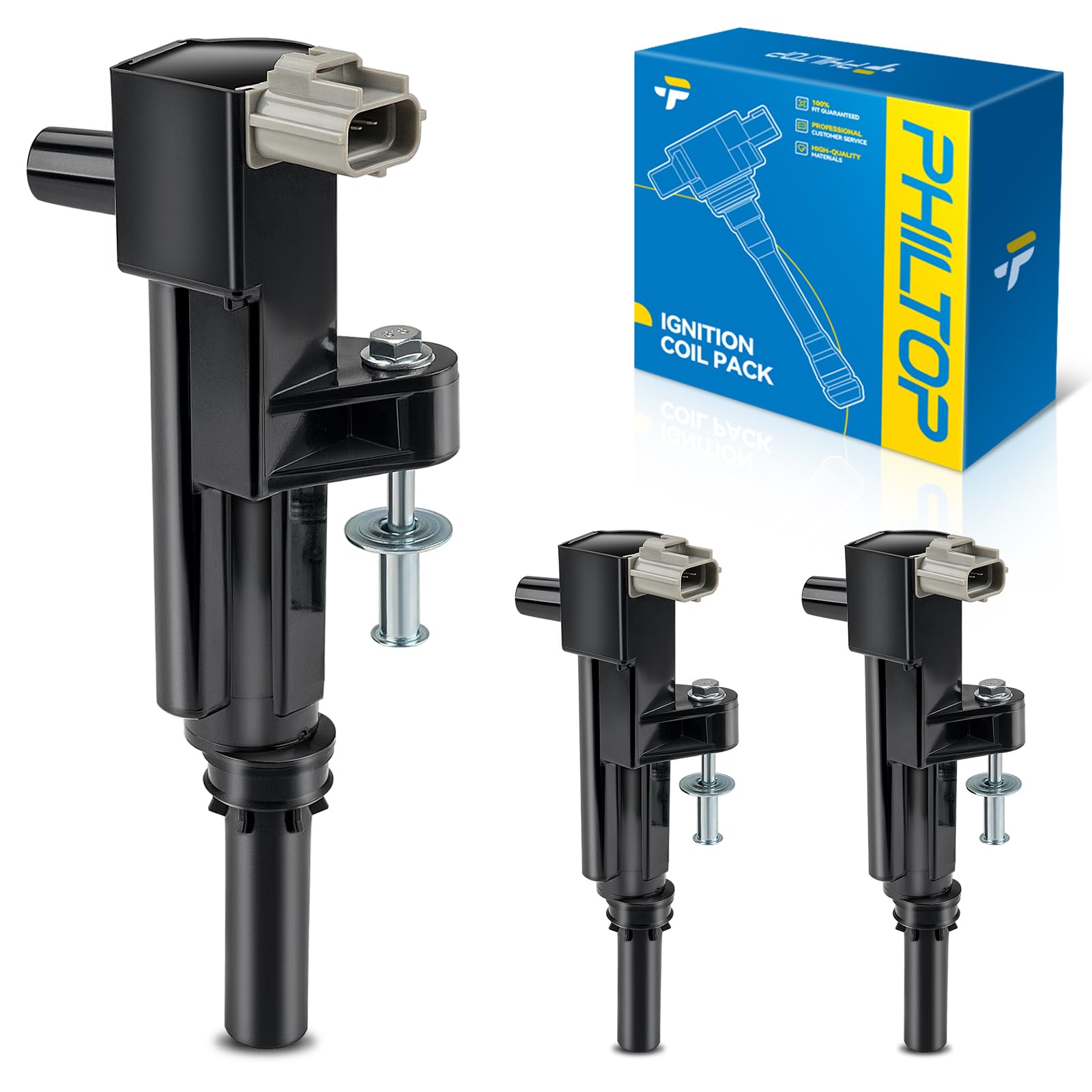 PHILTOP UF640 Ignition Coil Pack, Set of 3 Fit for Ram1500 2009-2010, Raider 2009, Nitro 2009-2011, Dakota 2011, Liberty 2009-2012, Durango 2009, Commander 2009-2010, 3.7L