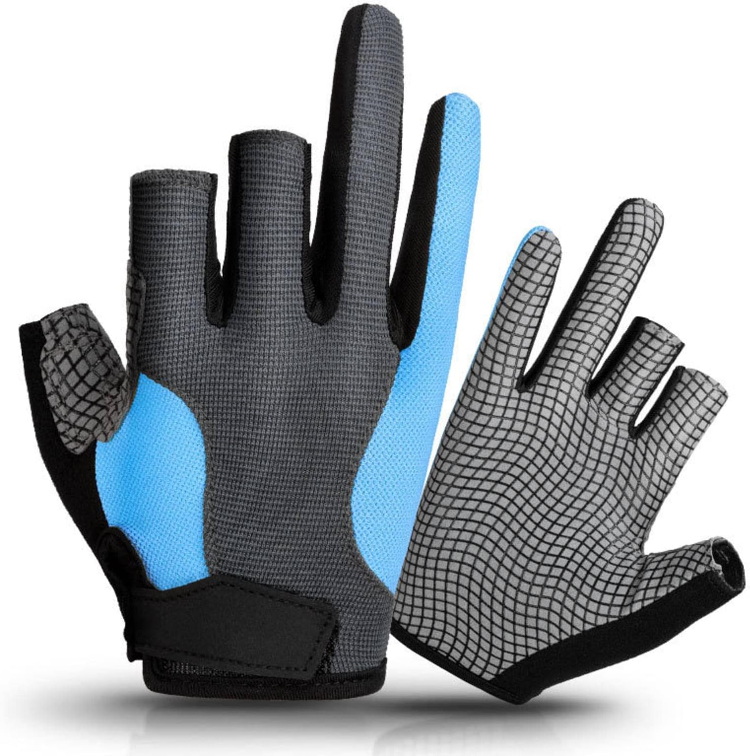 KBREE Microfiber Fishing Gloves, Half Finger Sports Gloves, Breathable Sweat Absorbing Work Gloves, Great for Photography Fly Fishing, Outdoor Fitness