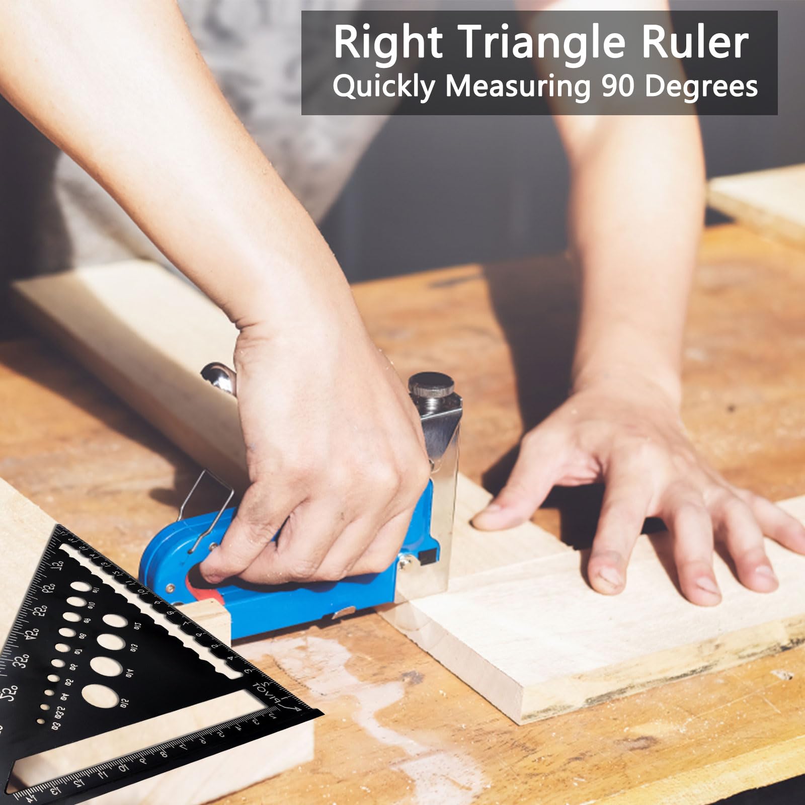 Équerre Menuisier 5 En 1 180 Mm - Rapporteur, Marqueur De Trous, 12 Mines De Rechange