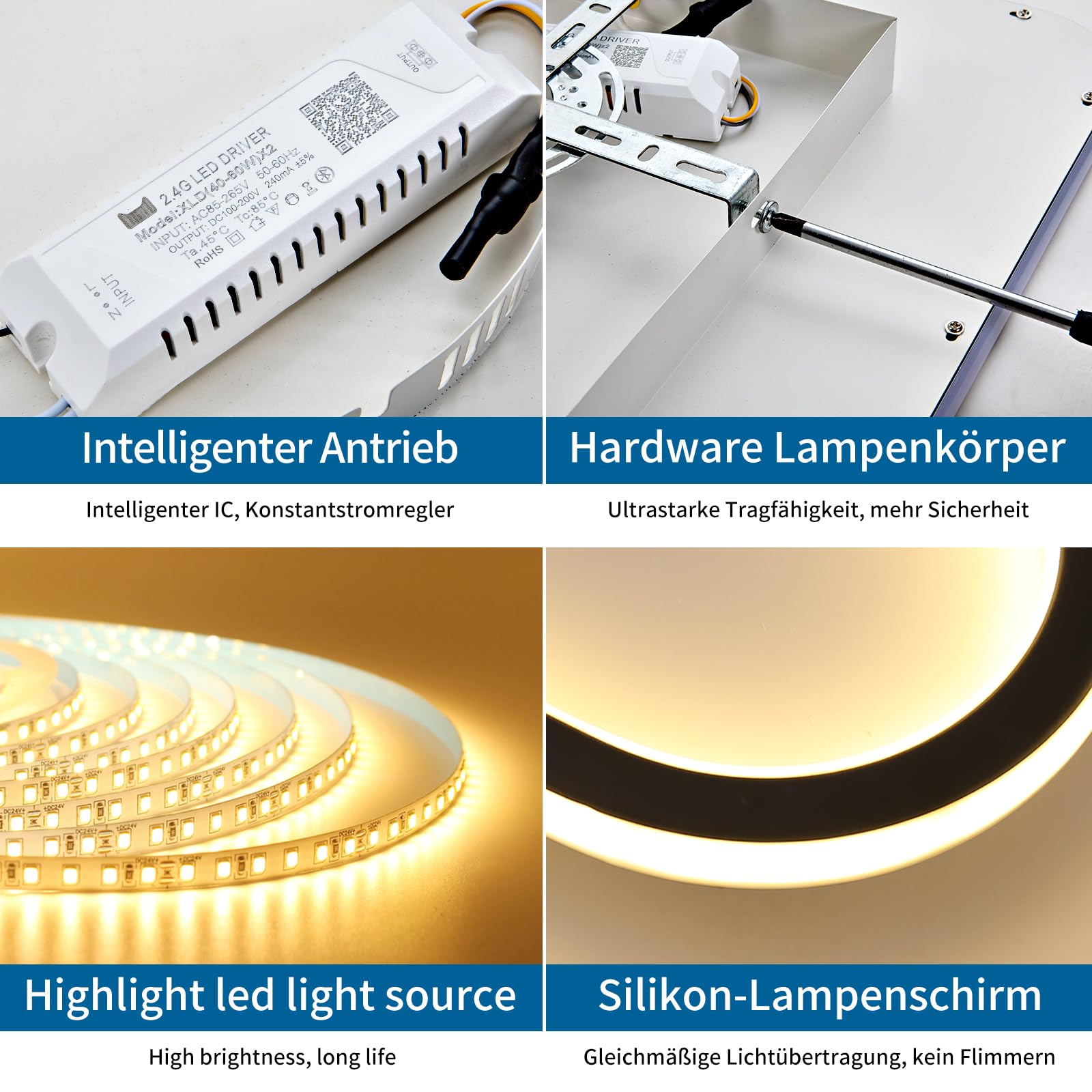 Mikeru Lampada da soffitto 3000 K, 40 cm, rotonda, illuminazione da soffitto a LED, luce bianca calda, lampada da soffitto, senza telecomando, per soggiorno, corridoio, camera da letto