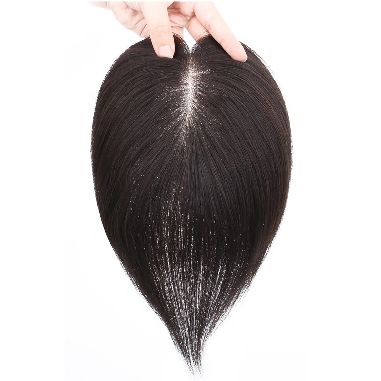 Echthaar-Topper for Frauen Schwarze Clip-in-Haarverlängerungen for Dünner Werdendes Haar 10 X 12 Cm Große Haarteile Auf Seidenbasis Damen Natürlich Haarverlängerungen for Graues Haar ( Color : 12 inch