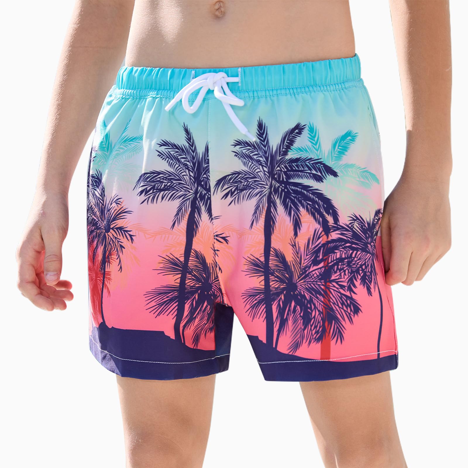 Vorvowry Badehose Jungen Licht Schnell Trocknende Badeshorts mit Kordelzug Badehose Kinder Jungen Schwimmhose für Strand Pool und Urlaub