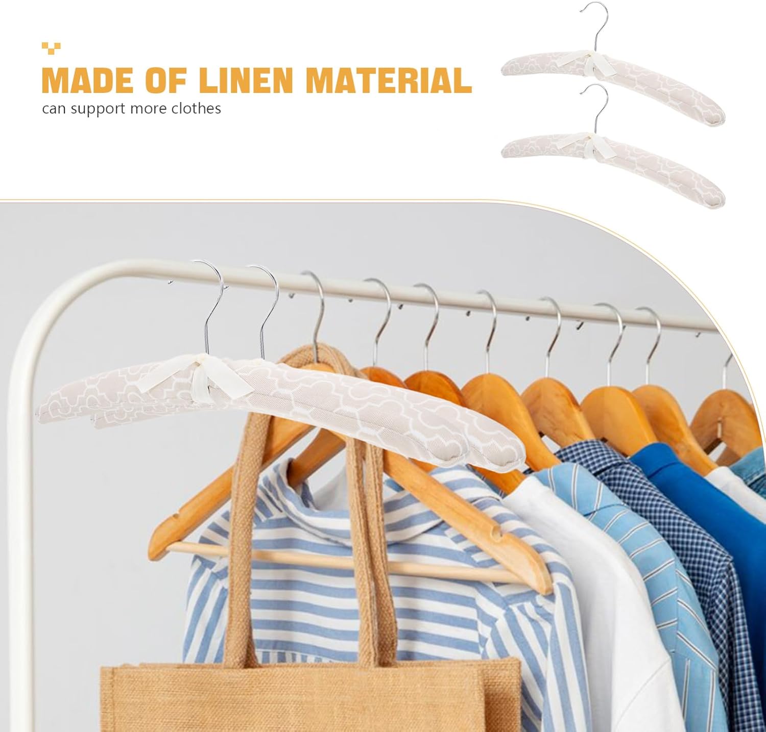 5pcs Padded Linen Hangers for Sweaters and Coats Floral Pattern Thick Hangers for Women Clothing
