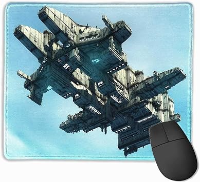 Yanteng Mouse Pad Fantasy Funny Mouse Pad Science Fiction Alien Ship Illustration Extraterrestrial Present Realistic UFO Custom Mouse Pad 8.5"x 7" Pale Blue Gray
