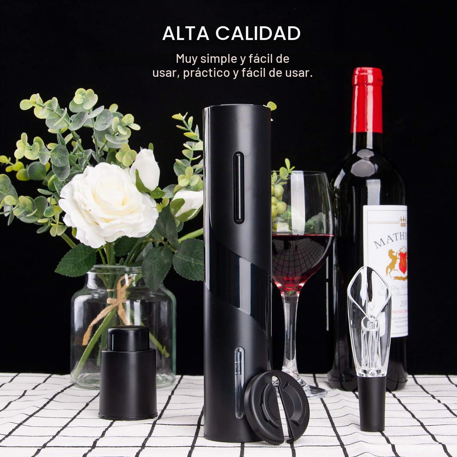 Sacacorchos eléctrico Portátil，Mafiti MD700 Abridor eléctrico de botellas de vino，Ideal para reuniones familiares, bares y regalos (1 pack)