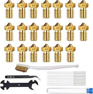 APAAZO 33PCS/Lot 3D Printer E3D Nozzle Brass Nozzle Extruder Print Head Compatible With 1.75mm Filament E3D V5-V6 3D Printer With Cleaning Needles (Color : 0.5MM)