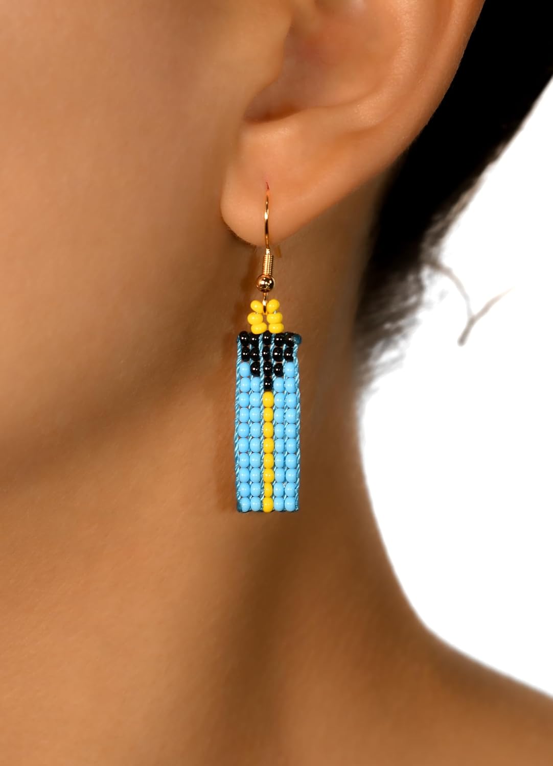 Bahamas Flag Earrings – Bahamas Travel Souvenir – Bahamian Gift – Patriotic Jewelry Gift – Bahamian Cultural Souvenir for Women (Bahamas)